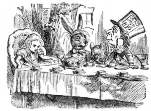 table scene from Alice in Wonderland