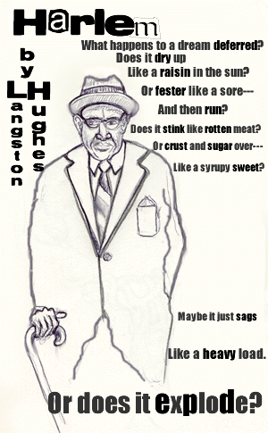 Cartoon of Langston Houshes and the Halem poem.